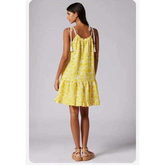 Joie Dress M Linen Floral Yellow Nala Summer Resort Cruise NEW - Picture 3 of 16